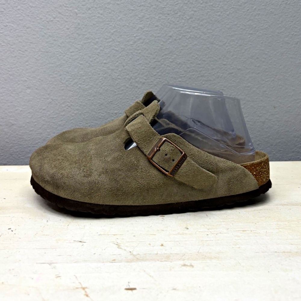 Birkenstock Taupe Suede Boston Clogs Size 37